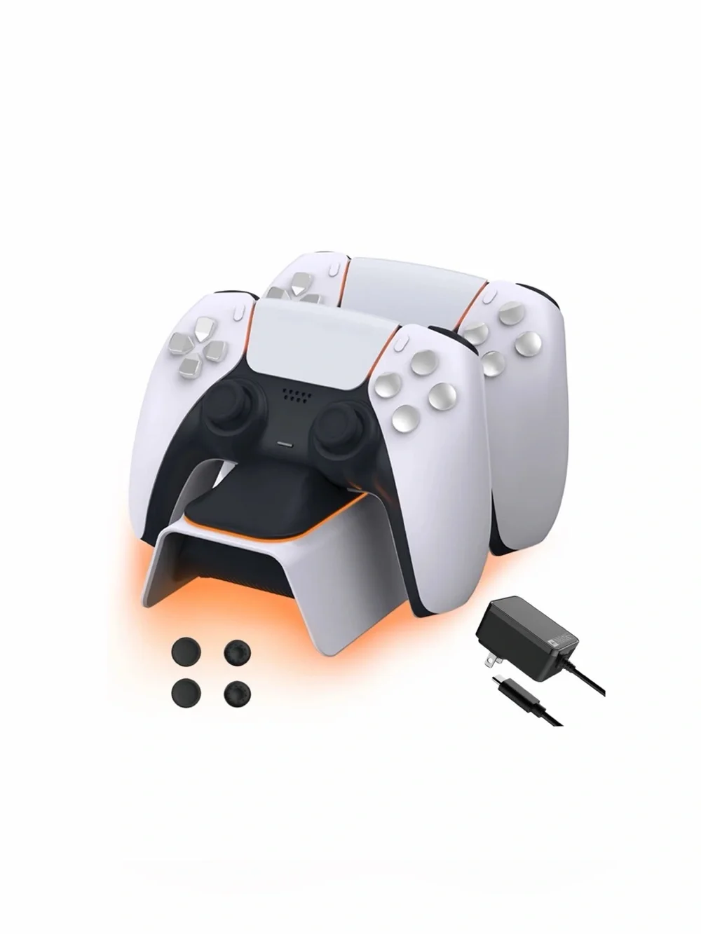 White Dual Controller Charging Stand with LED Accent